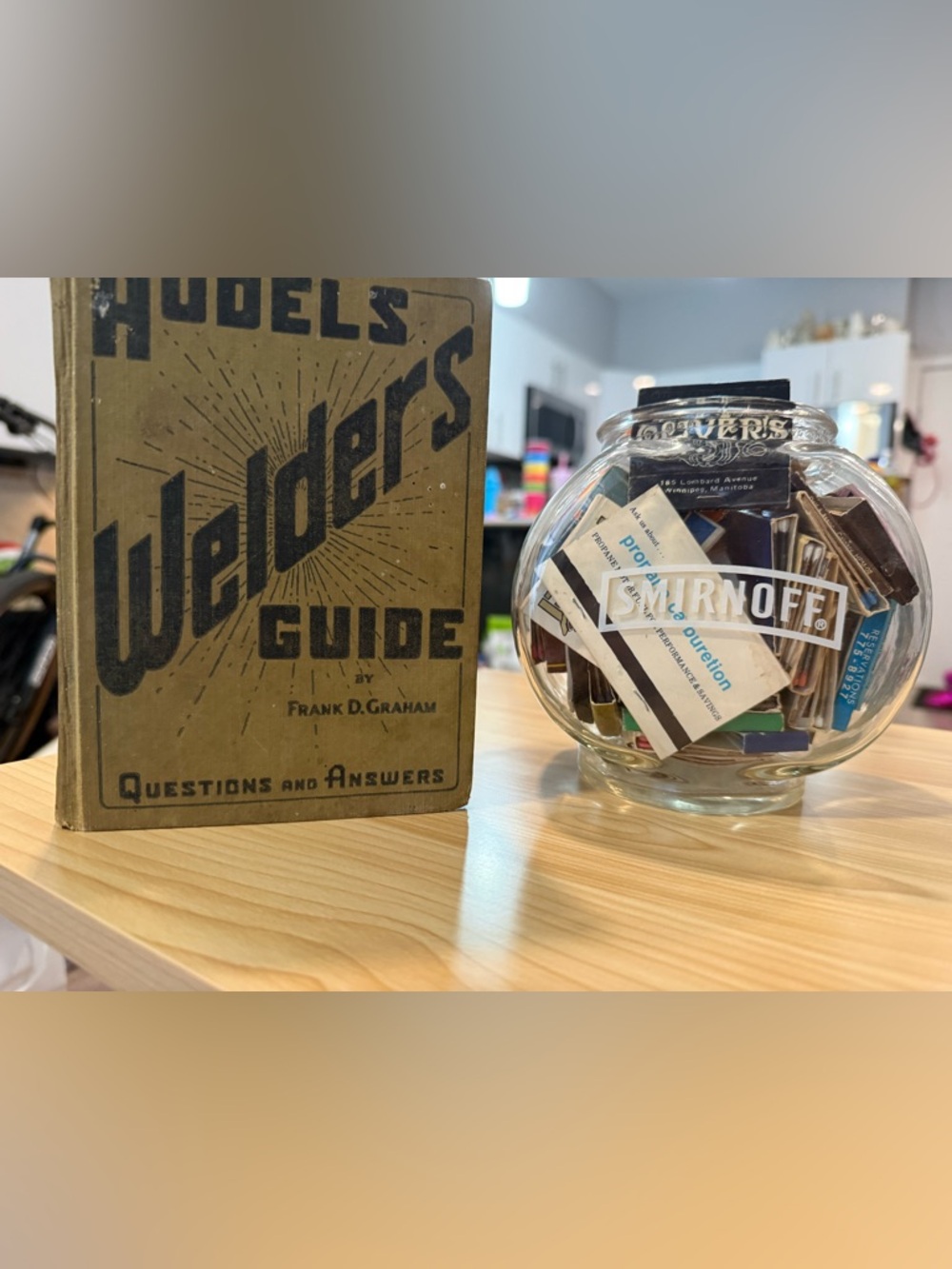 Old vintage matches and welder book